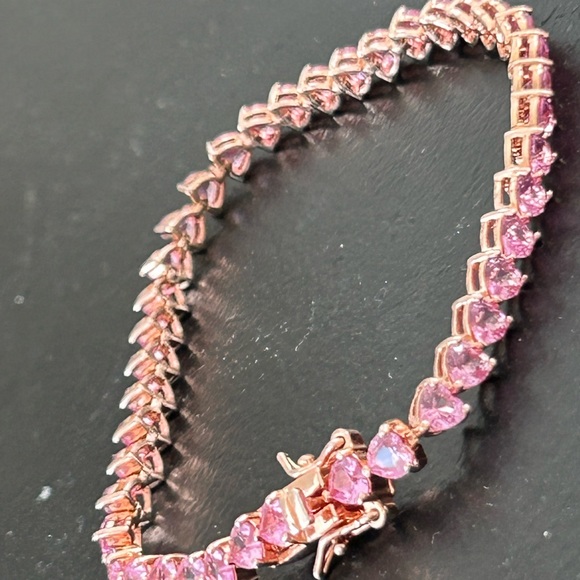 Delmar NWOT Lab created pink sapphire heart tennis bracelet - Picture 7 of 9
